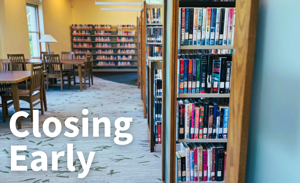 text over library stacks