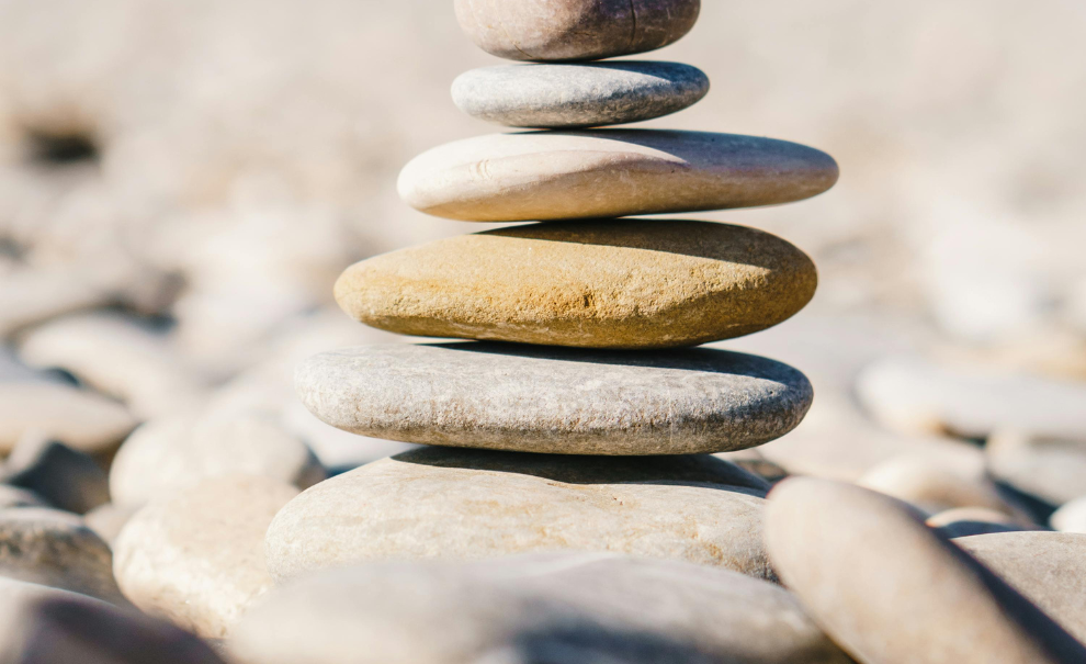 Rocks stacked largest to smallest
