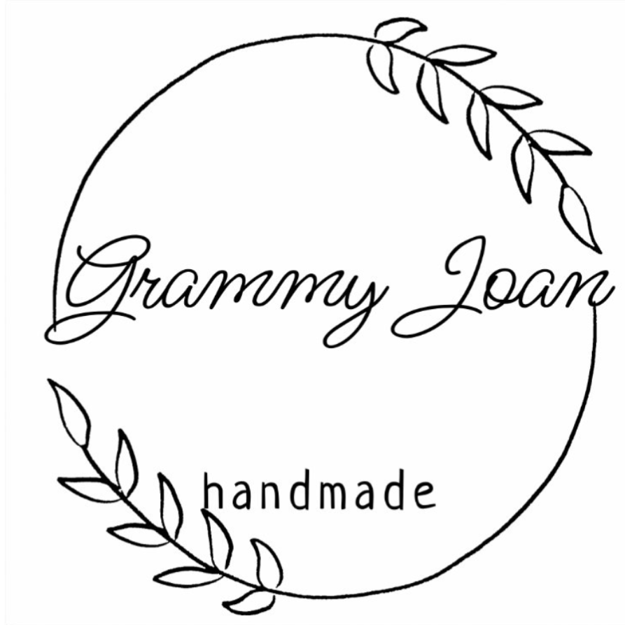 rustic wreath with black text grammy joan handmade