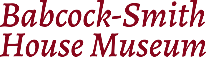 text in burgundy saying babcock-smith house museum