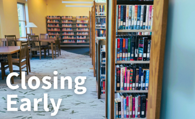 text over library stacks