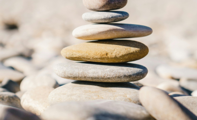 Rocks stacked largest to smallest
